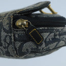 Christian Dior Trotter Canvas Pouch Navy Gold Auth 104571-8