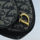 Christian Dior Trotter Canvas Pouch Navy Gold Auth 104571-9