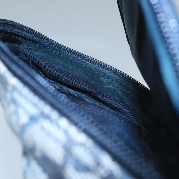 Christian Dior Trotter Canvas Pouch Navy Gold Auth 104571