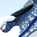 Christian Dior Trotter Canvas Pouch Navy Gold Auth 104571-11