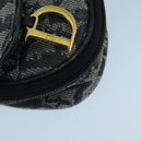 Christian Dior Trotter Canvas Pouch Navy Gold Auth 104571-14