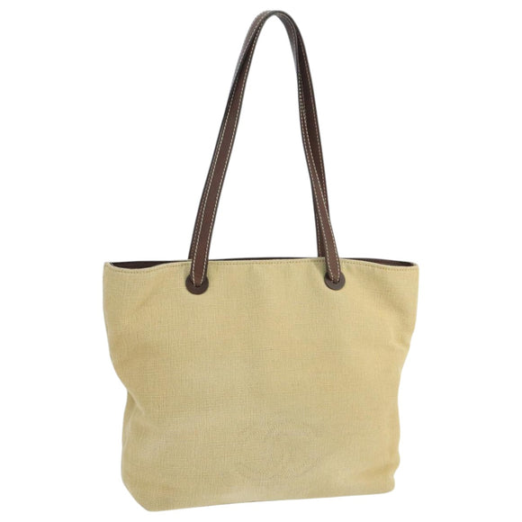 CHANEL COCO Mark Tote Bag Canvas Beige CC Auth 104584