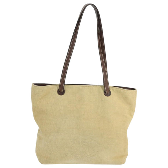 CHANEL COCO Mark Tote Bag Canvas Beige CC Auth 104584