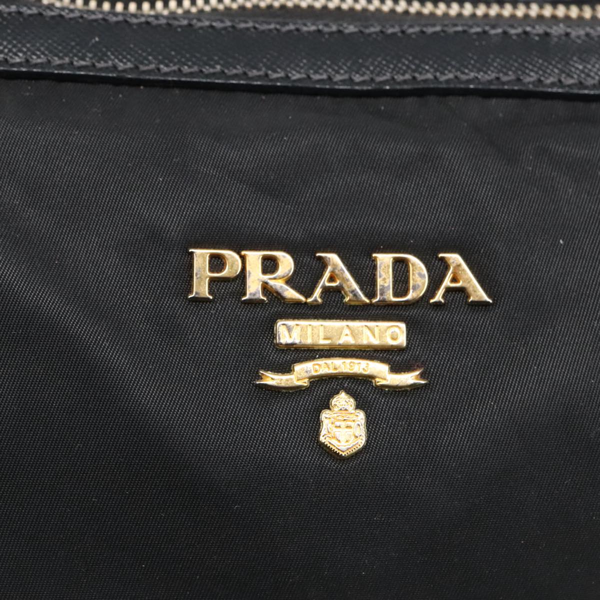 PRADA Tote Bag Nylon 2way Black Silver Auth 104589