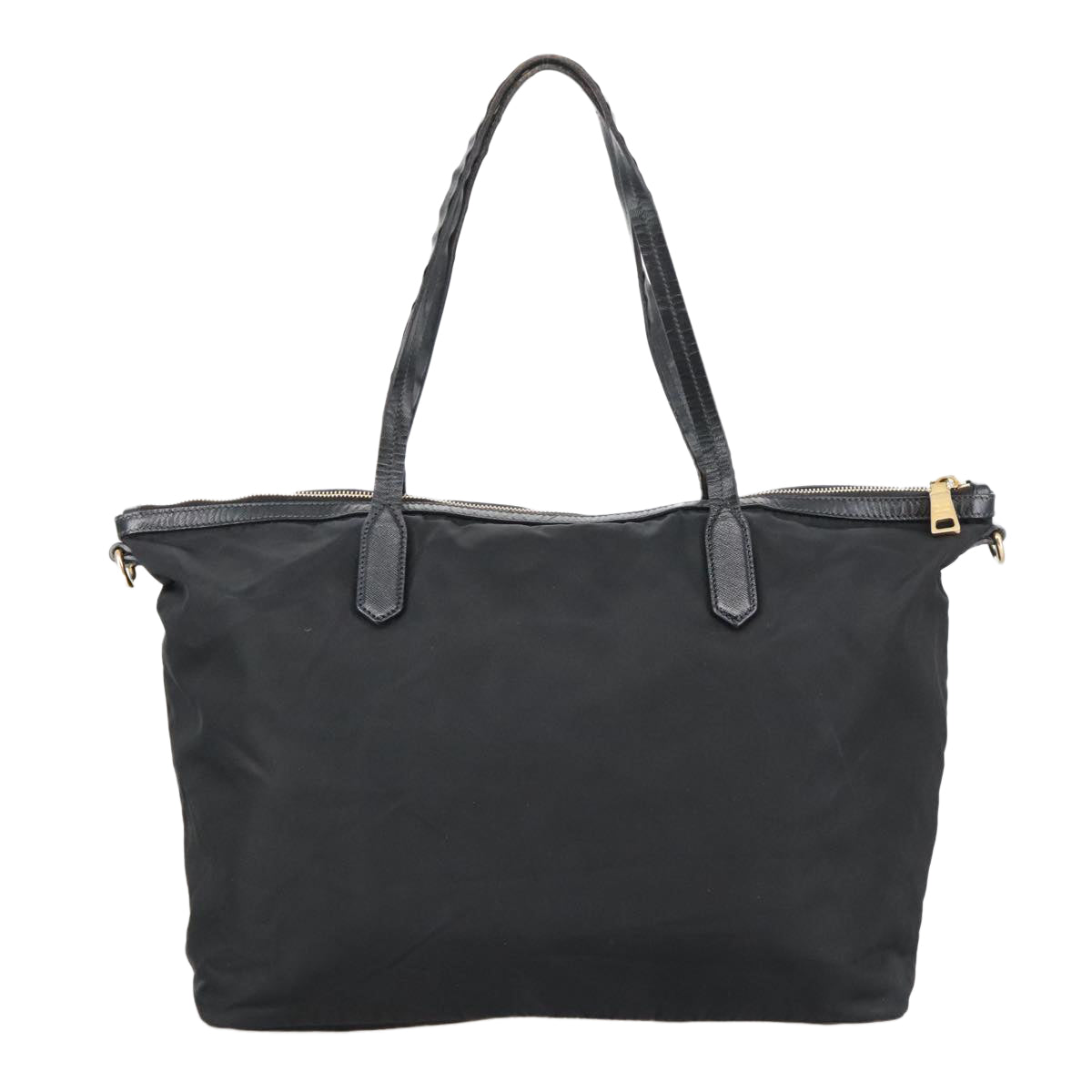 PRADA Tote Bag Nylon 2way Black Silver Auth 104589