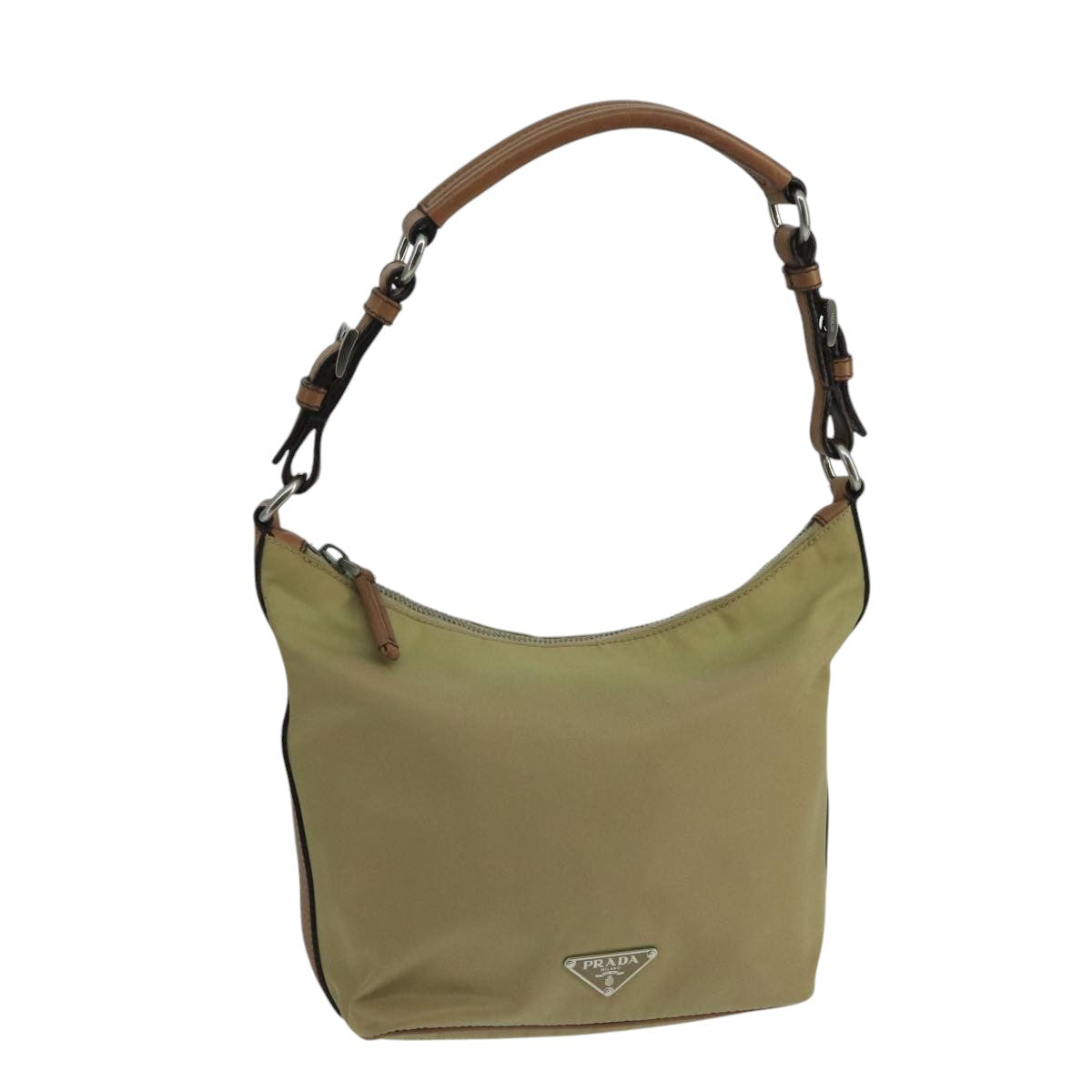 PRADA Shoulder Bag Nylon Beige Auth 104591