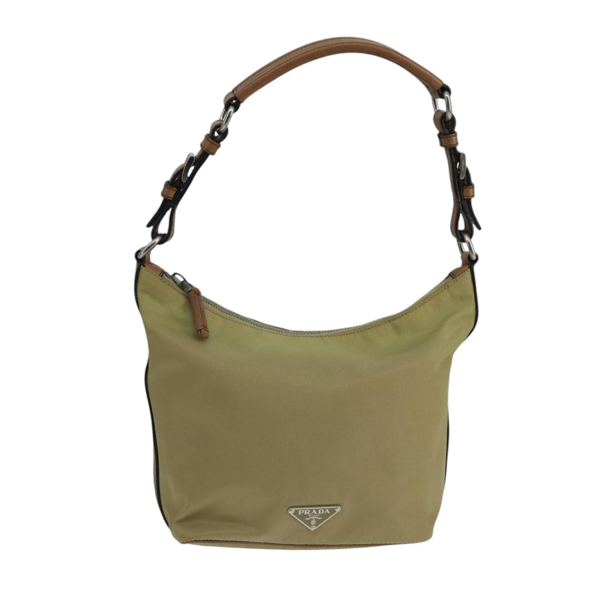 PRADA Shoulder Bag Nylon Beige Auth 104591