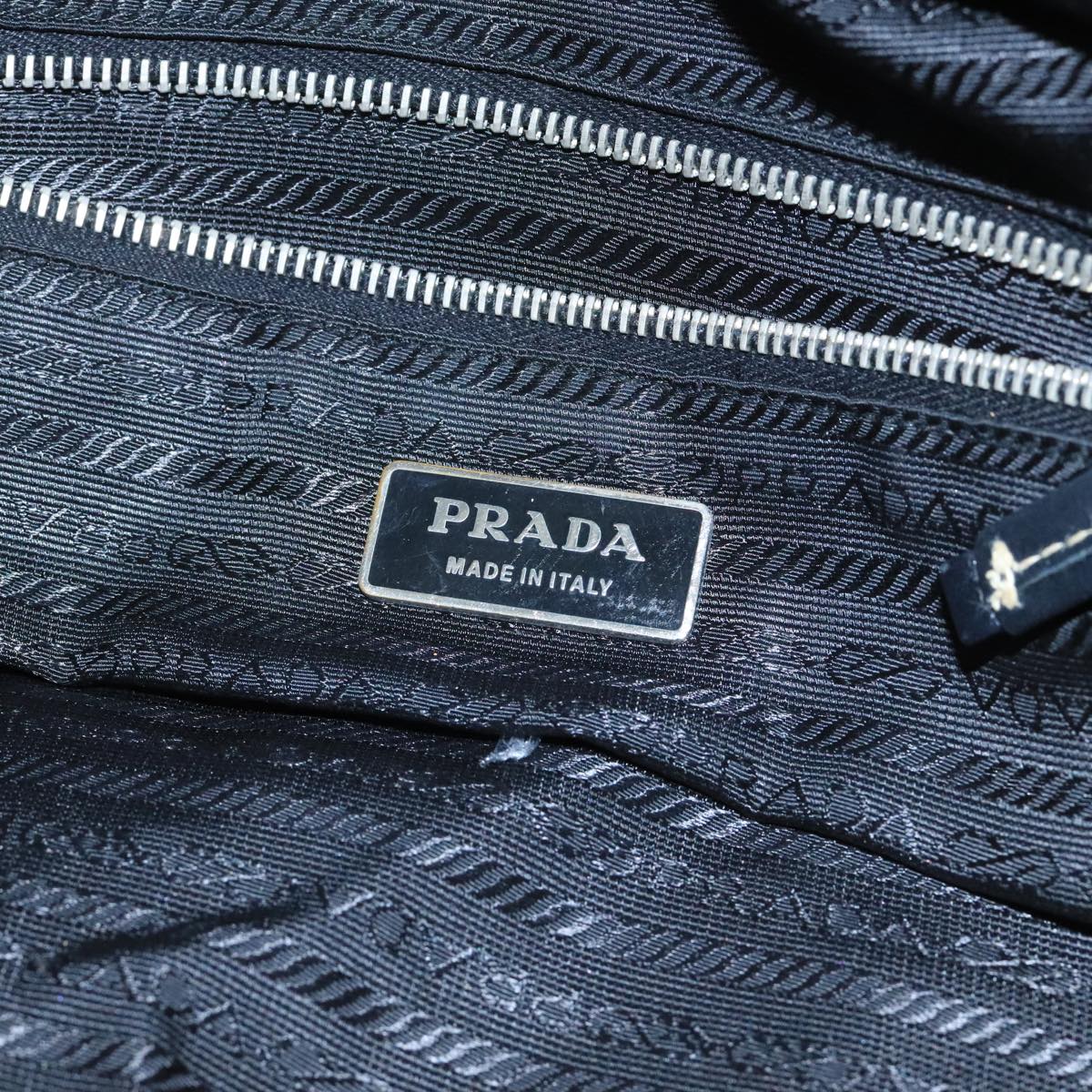 PRADA Hand Bag Nylon Black Silver Auth 104596