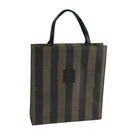FENDI Pecan Canvas Hand Bag Brown Black Auth 104612-1