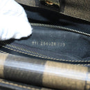 FENDI Pecan Canvas Hand Bag Brown Black Auth 104612-12