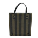 FENDI Pecan Canvas Hand Bag Brown Black Auth 104612-2