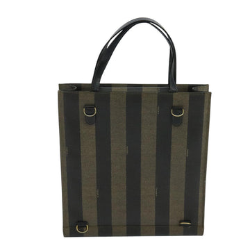 FENDI Pecan Canvas Hand Bag Brown Black Auth 104612 - 0