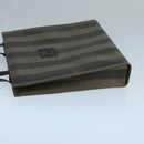 FENDI Pecan Canvas Hand Bag Brown Black Auth 104612-4