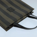 FENDI Pecan Canvas Hand Bag Brown Black Auth 104612-6