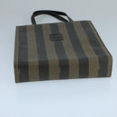 FENDI Pecan Canvas Hand Bag Brown Black Auth 104612-5