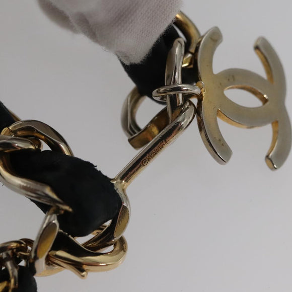 CHANEL Mini Mini Matelasse Chain Waist bag Lamb Skin Black Gold CC Auth 104616