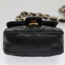 CHANEL Mini Mini Matelasse Chain Waist bag Lamb Skin Black Gold CC Auth 104616-5