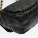 CHANEL Mini Mini Matelasse Chain Waist bag Lamb Skin Black Gold CC Auth 104616-19