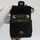 CHANEL Mini Mini Matelasse Chain Waist bag Lamb Skin Black Gold CC Auth 104616-22