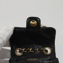 CHANEL Mini Mini Matelasse Chain Waist bag Lamb Skin Black Gold CC Auth 104616-23