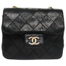 CHANEL Mini Mini Matelasse Chain Waist bag Lamb Skin Black Gold CC Auth 104616-13