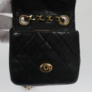 CHANEL Mini Mini Matelasse Chain Waist bag Lamb Skin Black Gold CC Auth 104616-24