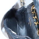 CHANEL Mini Mini Matelasse Chain Waist bag Lamb Skin Black Gold CC Auth 104616-26