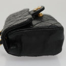 CHANEL Mini Mini Matelasse Chain Waist bag Lamb Skin Black Gold CC Auth 104616-4