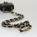 CHANEL Mini Mini Matelasse Chain Waist bag Lamb Skin Black Gold CC Auth 104616-7