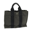 HERMES Fourre Tout PM Tote Bag Canvas Gray Black Auth 104620-1