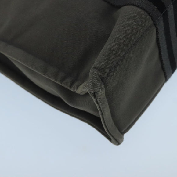 HERMES Fourre Tout PM Tote Bag Canvas Gray Black Auth 104620