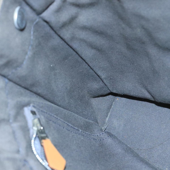 HERMES Fourre Tout PM Tote Bag Canvas Gray Black Auth 104620