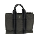 HERMES Fourre Tout PM Tote Bag Canvas Gray Black Auth 104620-13