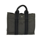 HERMES Fourre Tout PM Tote Bag Canvas Gray Black Auth 104620-2