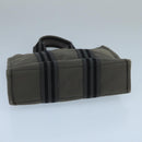 HERMES Fourre Tout PM Tote Bag Canvas Gray Black Auth 104620-5