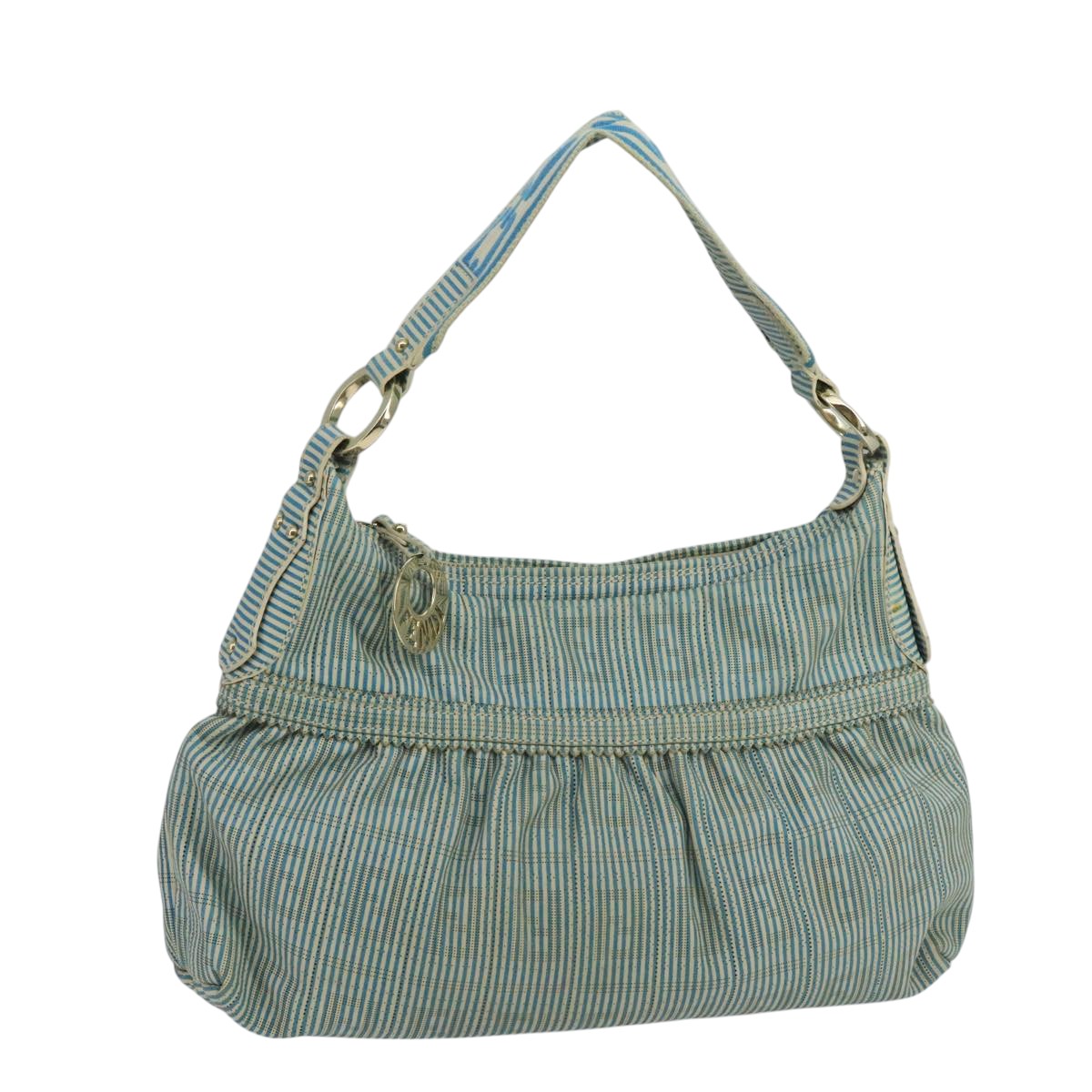 FENDI Zucca Canvas Shoulder Bag Blue Auth 104625