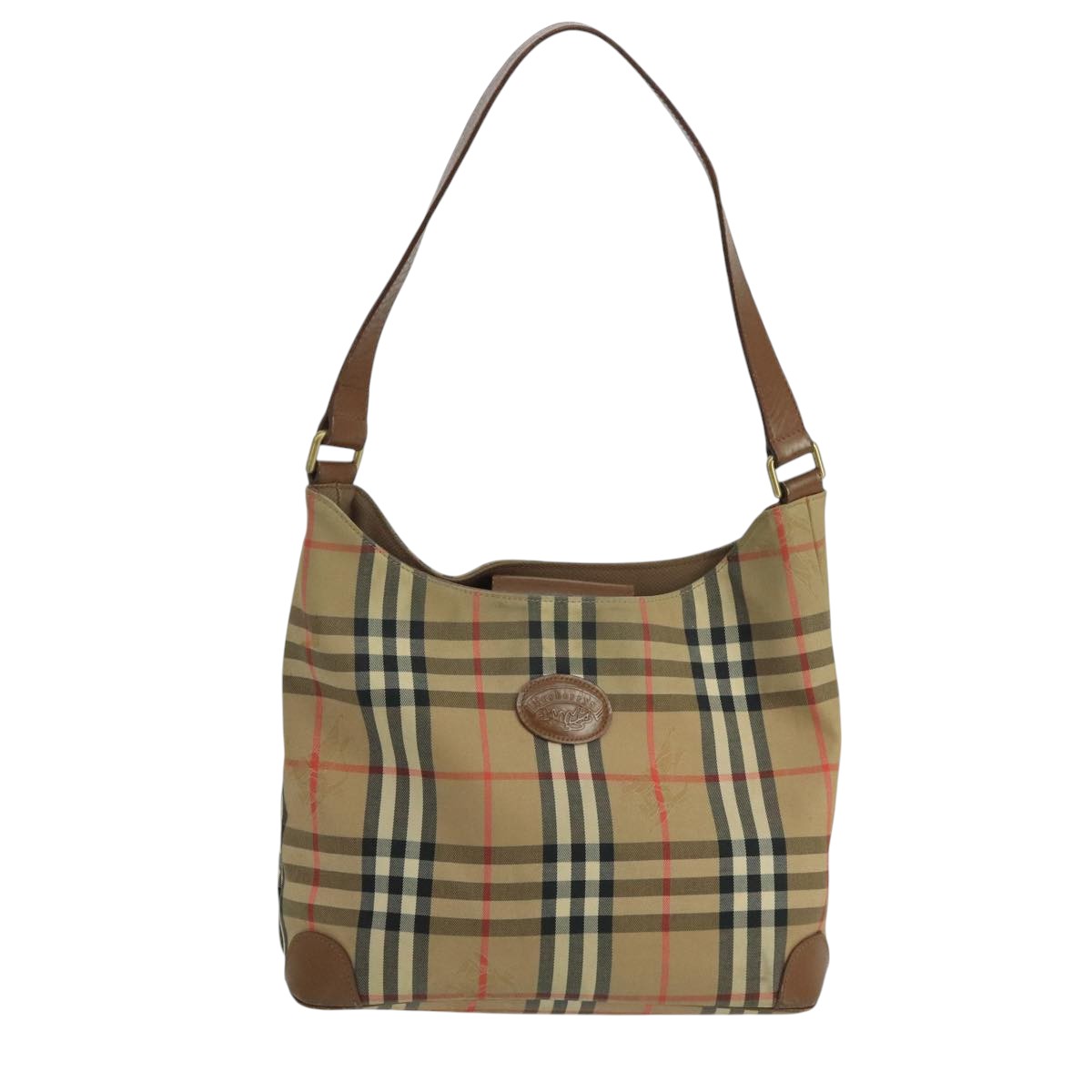 Burberrys Nova Check Shoulder Bag Canvas Beige Auth 104646