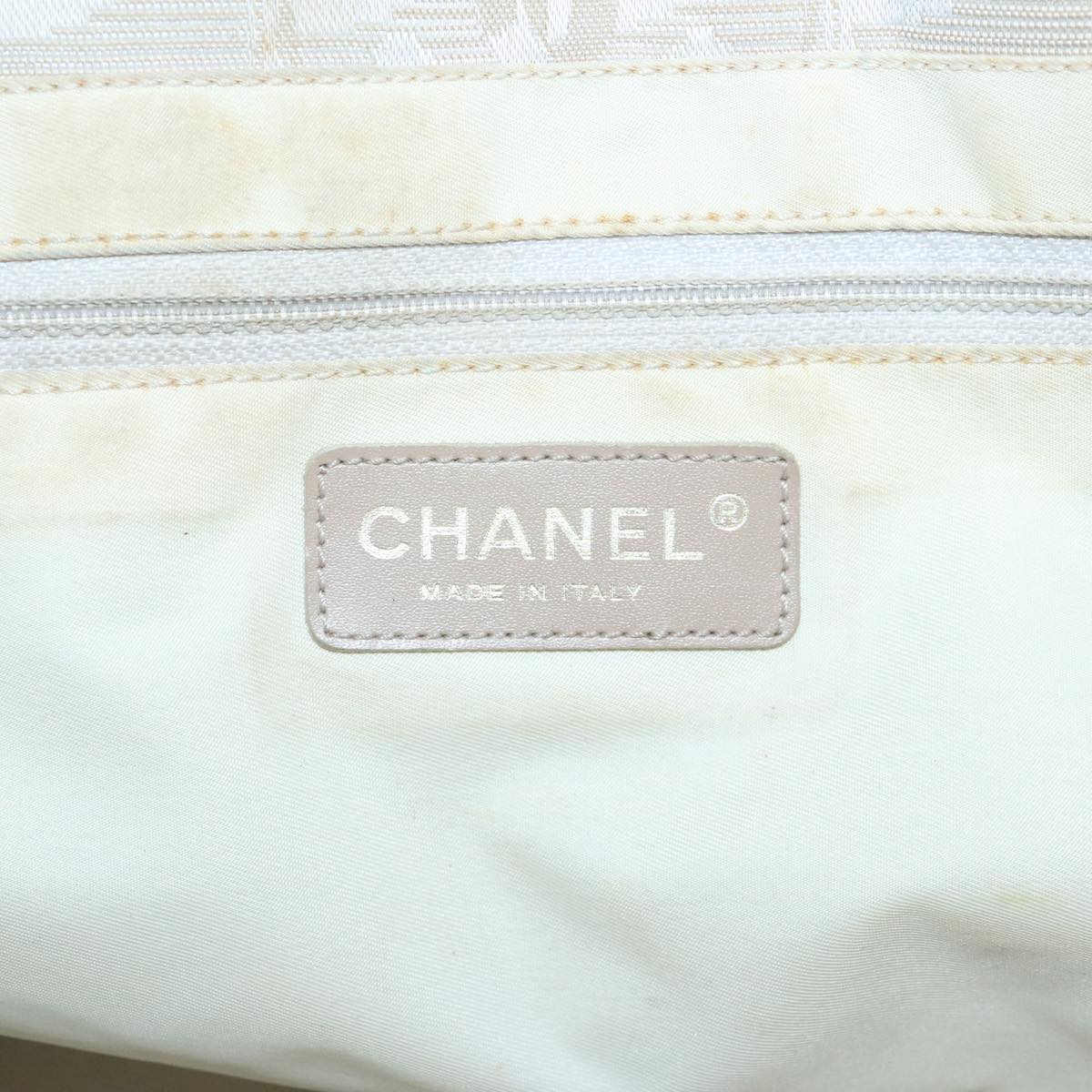 CHANEL New Travel line Tote Bag Nylon Beige CC Auth 104648