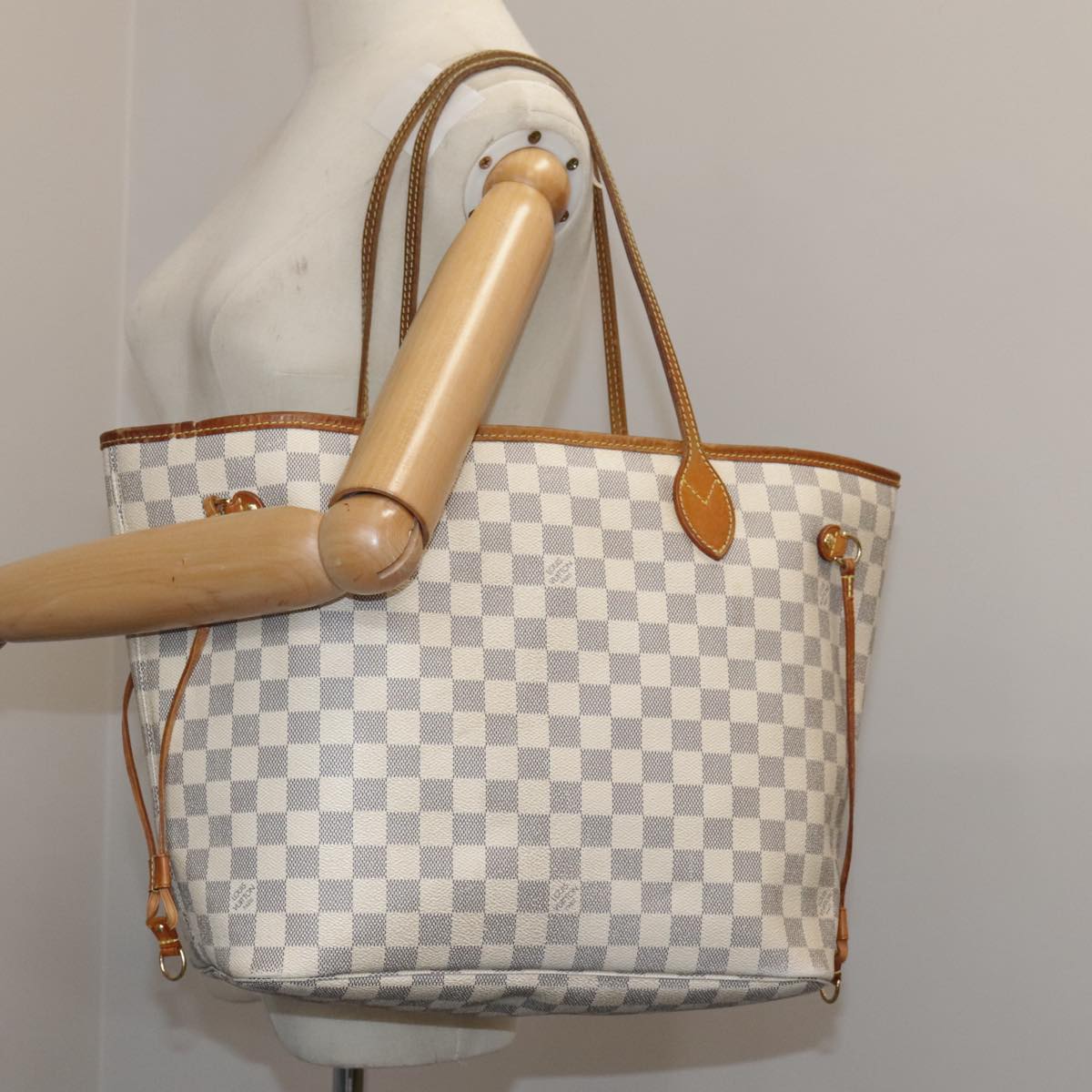 LOUIS VUITTON Damier Azur Neverfull MM Tote Bag N51107 LV Auth 104688