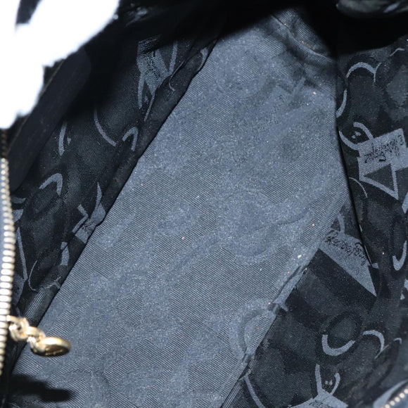 Salvatore Ferragamo Vala Hand Bag Canvas Black Auth 104705