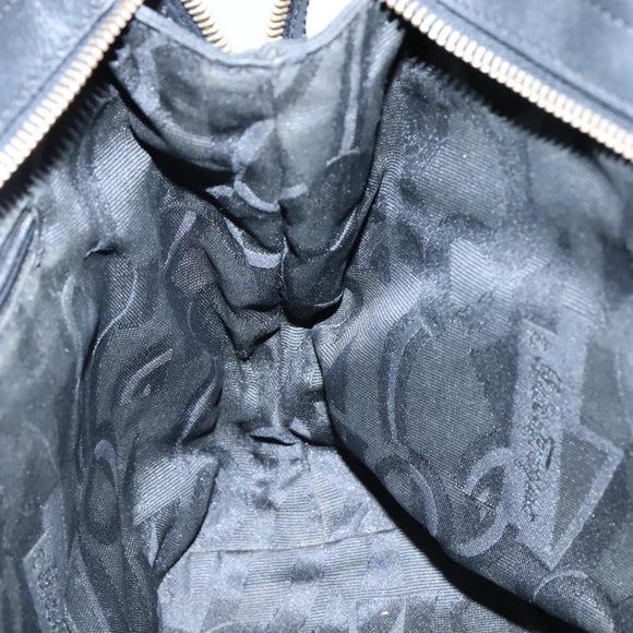 Salvatore Ferragamo Vala Hand Bag Canvas Black Auth 104705