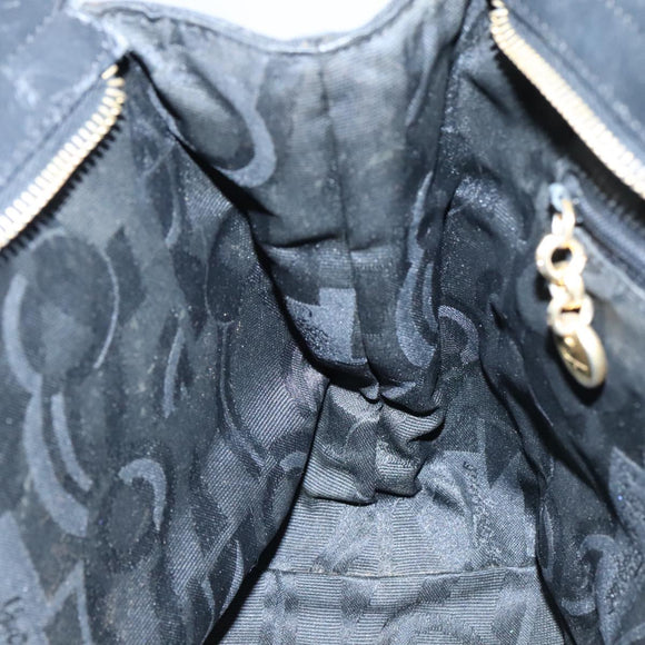 Salvatore Ferragamo Vala Hand Bag Canvas Black Auth 104705