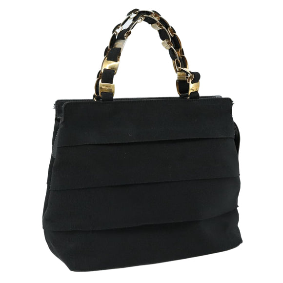 Salvatore Ferragamo Vala Hand Bag Canvas Black Auth 104705