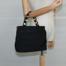 Salvatore Ferragamo Vala Hand Bag Canvas Black Auth 104705-20