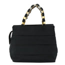 Salvatore Ferragamo Vala Hand Bag Canvas Black Auth 104705-2
