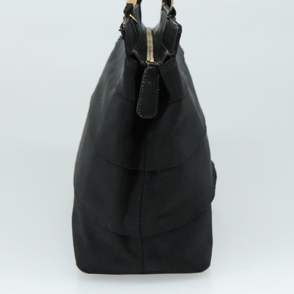 Salvatore Ferragamo Vala Hand Bag Canvas Black Auth 104705