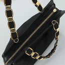 Salvatore Ferragamo Vala Hand Bag Canvas Black Auth 104705-6