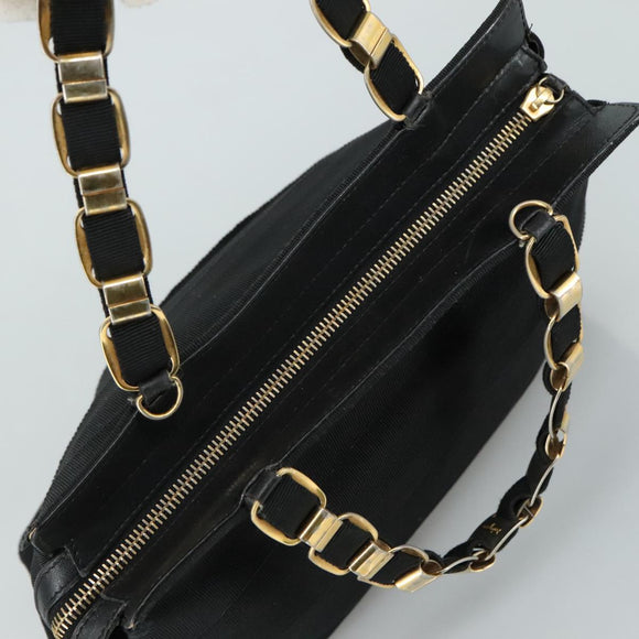 Salvatore Ferragamo Vala Hand Bag Canvas Black Auth 104705