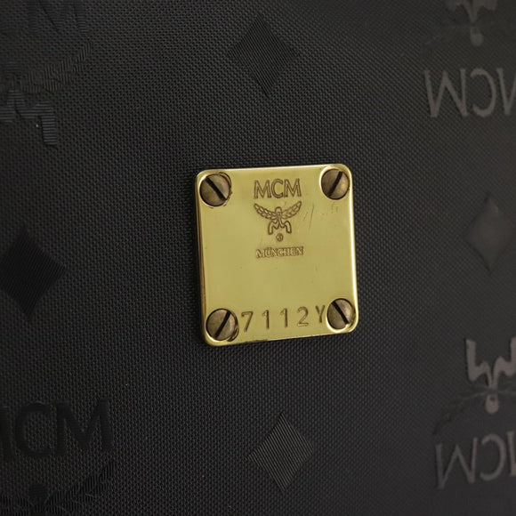 MCM Vicetos Logogram Shoulder Bag PVC Black Auth 104709