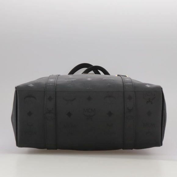 MCM Vicetos Logogram Shoulder Bag PVC Black Auth 104709